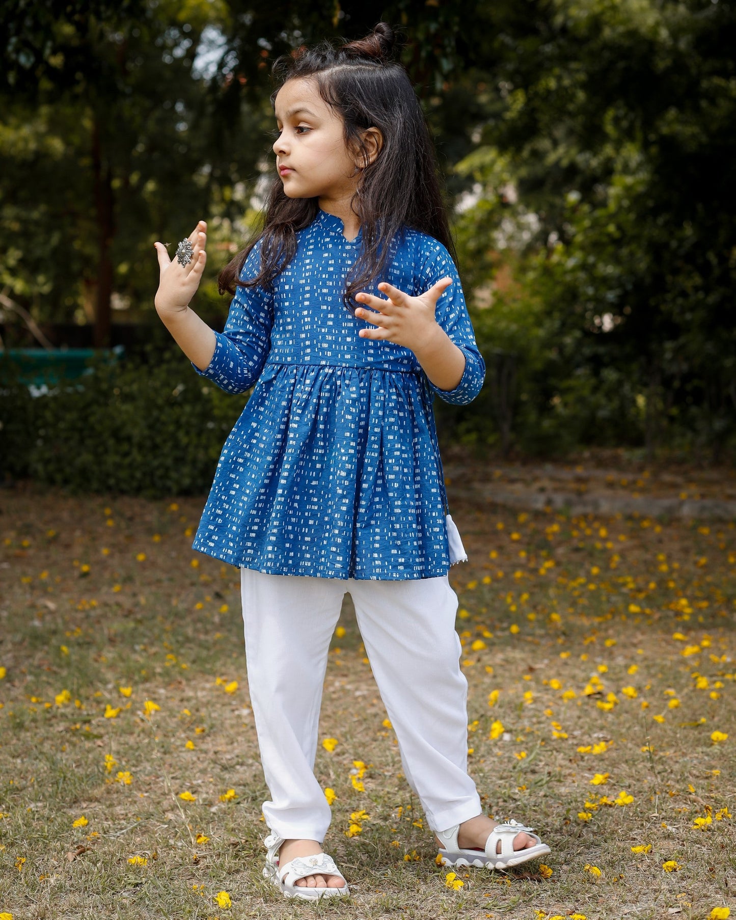 Teal Blue Cotton Kurta Set