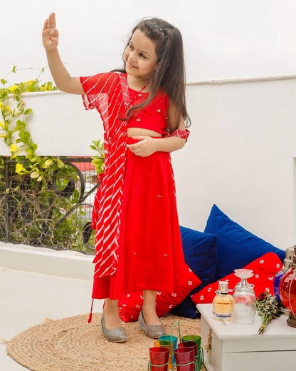 Scarlet Red Kids Skirt Set