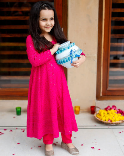 Beautiful Pink Chikankari Anarkali