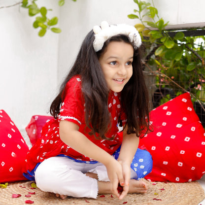 Beautiful Red Bandhani Kurta Set