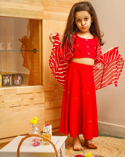 Scarlet Red Kids Skirt Set