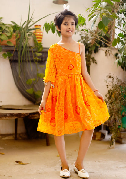 Salem Orange Bandhej Dress