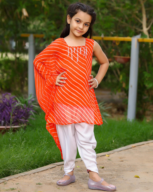 Orange Onesided Kaftan Set