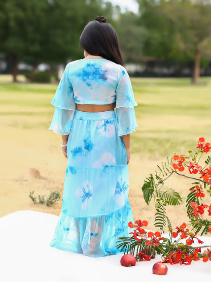 Maya Blue Crop Top Lehenga Dress