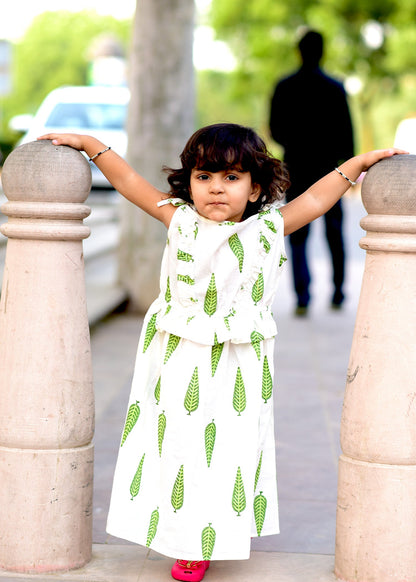 Exclusive Green Leaf Frill Dress