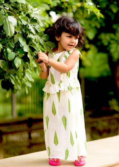 Exclusive Green Leaf Frill Dress