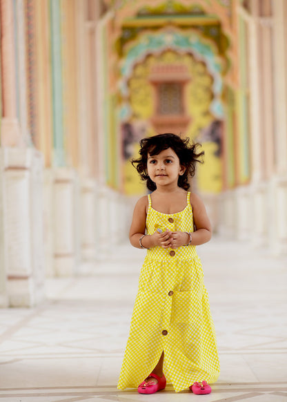 Yellow White Check Dress