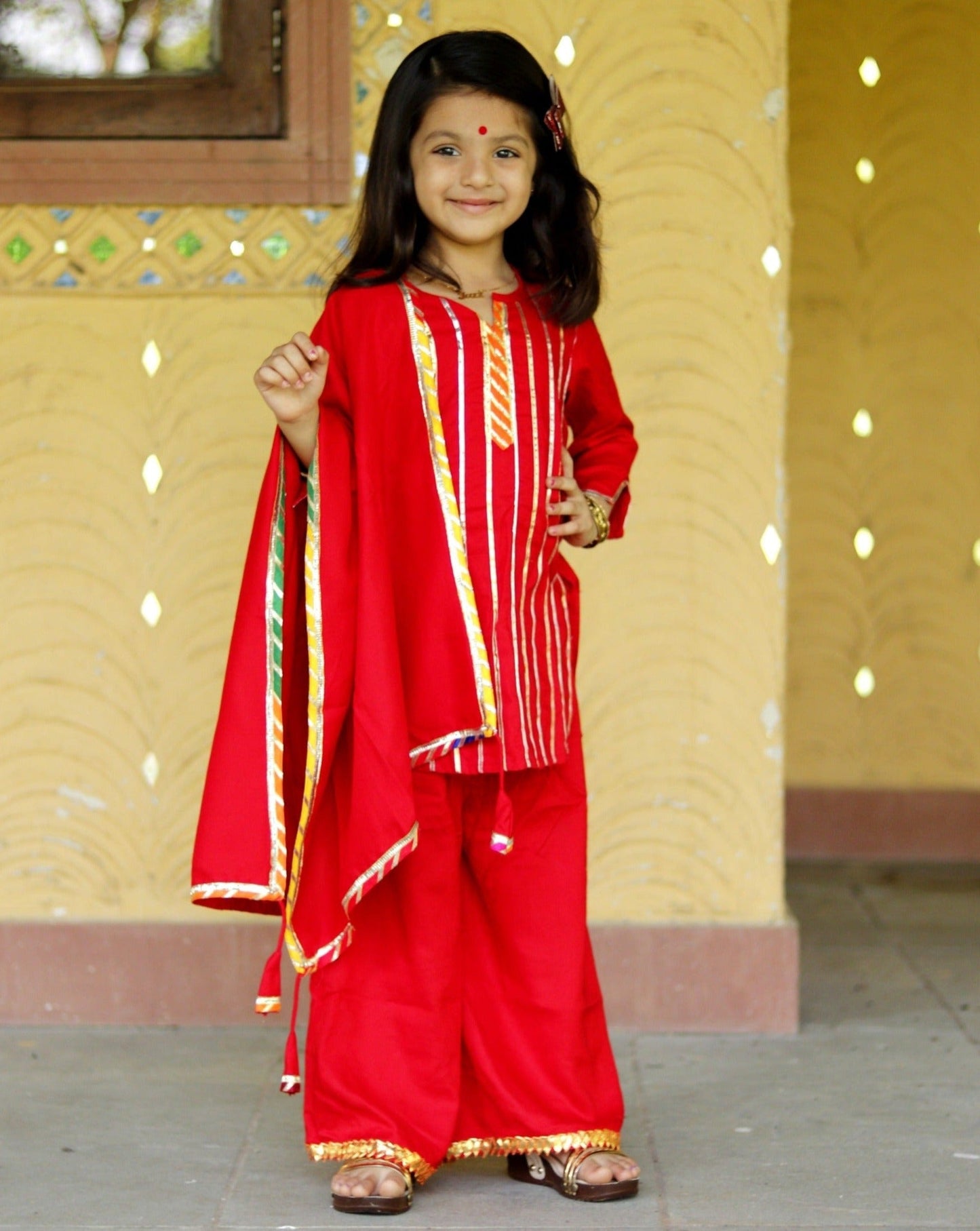 Red Sharara Set