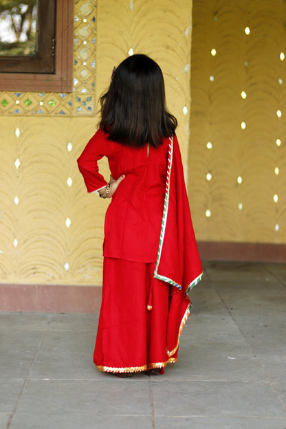 Red Sharara Set