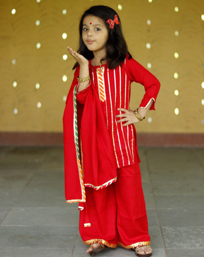 Red Sharara Set